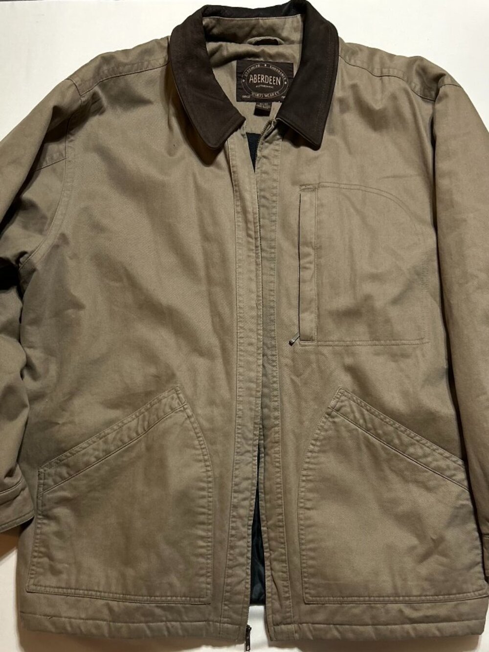 Aberdeen Authentic Canvas Jacket; VINTAGE; Brown-Leather Collar; XL; Full-Zip